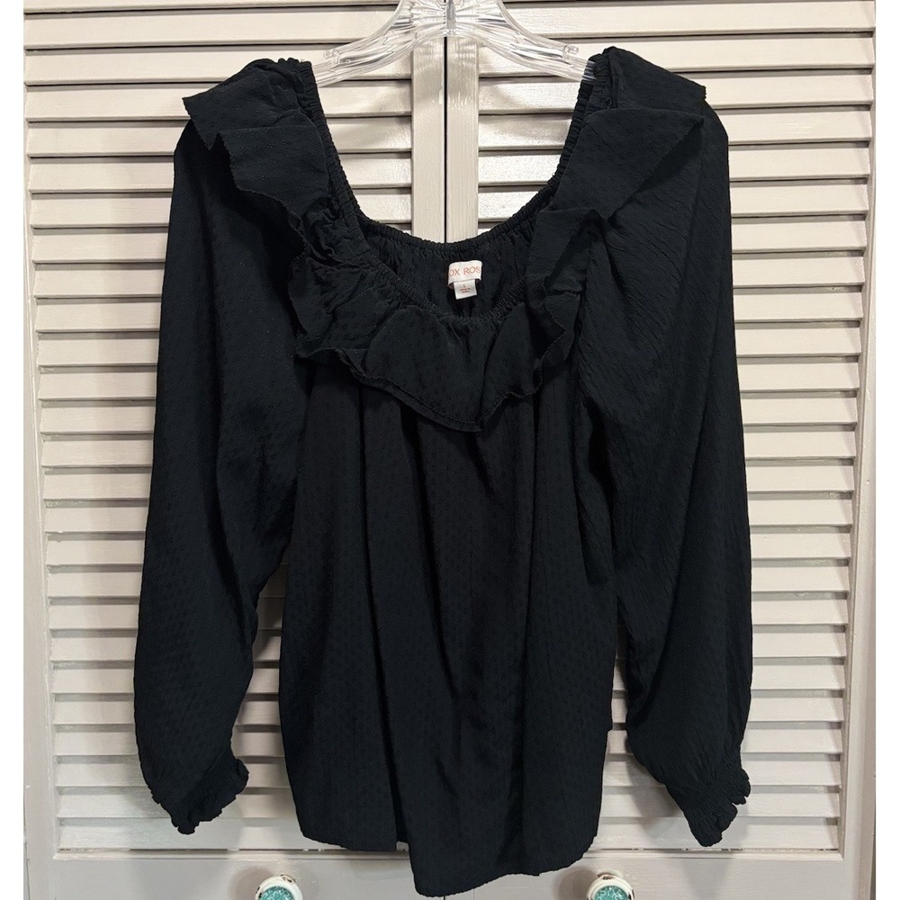 Knox Rose Off Shoulder Long Balloon Sl Ruffle Blouse‎ Size S Elastic Hem Boho